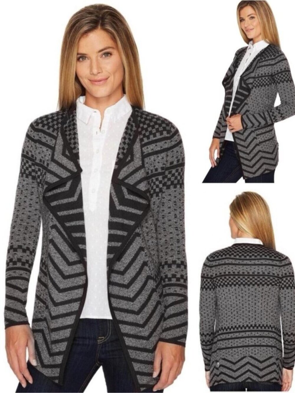 SMARTWOOL Avion Ridge Pattern Wrap Size Small Gray Black